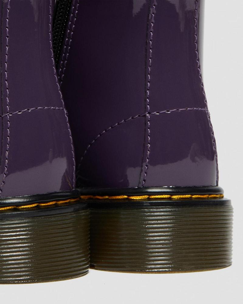 Purple Kids' Dr Martens Junior 1460 Patent Leather Lace Up Boots | CA 686EBC